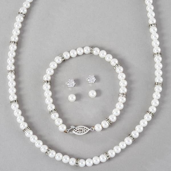 Design Collection Pearl 4-Pc. Necklace/Bracelet/Earring Set - image 