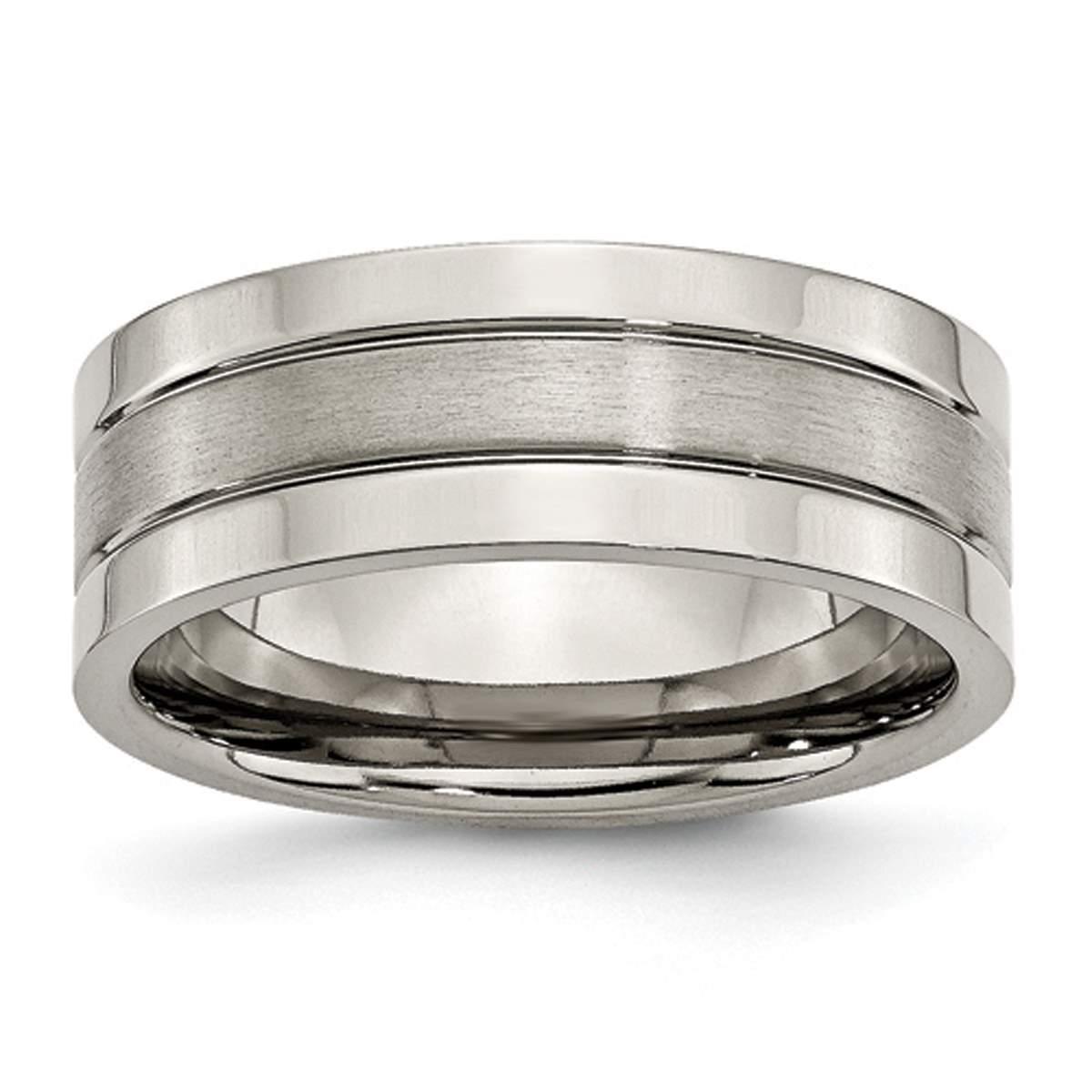 Mens Endless Affection™ Titanium Grooved 8mm Wedding Band