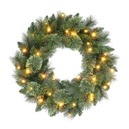 Puleo International 24in. Pre-Lit Battery-Operated Wreath