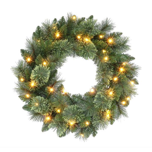 Puleo International 24in. Pre-Lit Battery-Operated Wreath - image 