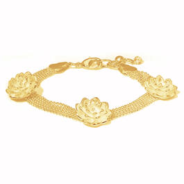 Gold Plated Flower Multi Chain Bead Bracelet
