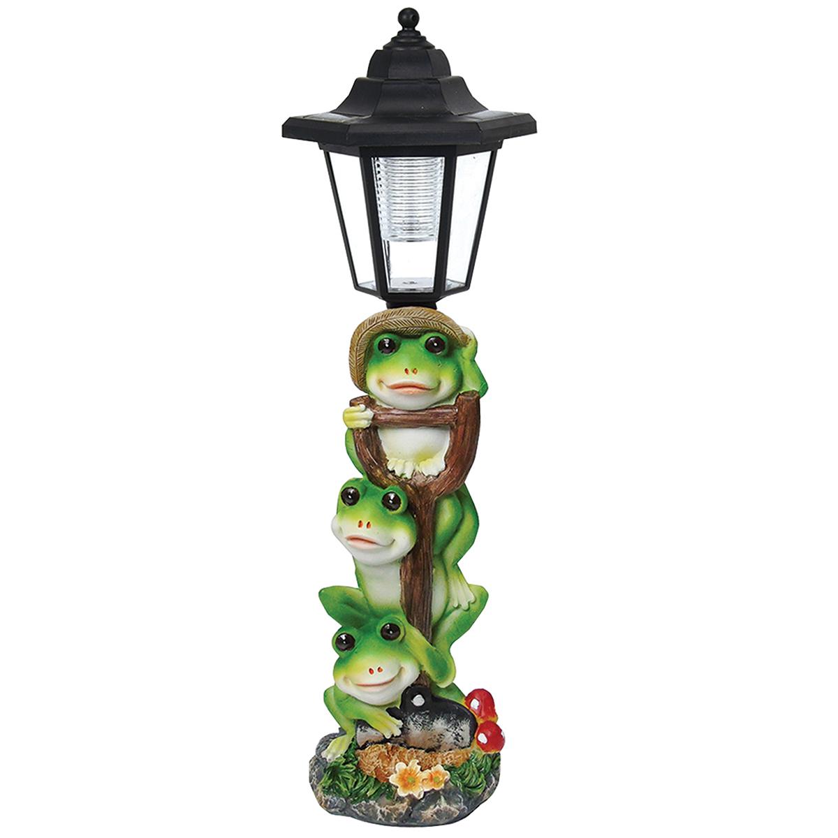 Santa’s Workshop 16in. Frog Solar Light Post
