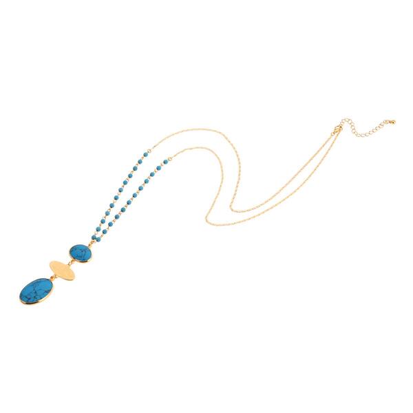 Ashley Cooper&#40;tm&#41; Gold-Tone & Turquoise Pendant Long Necklace - image 