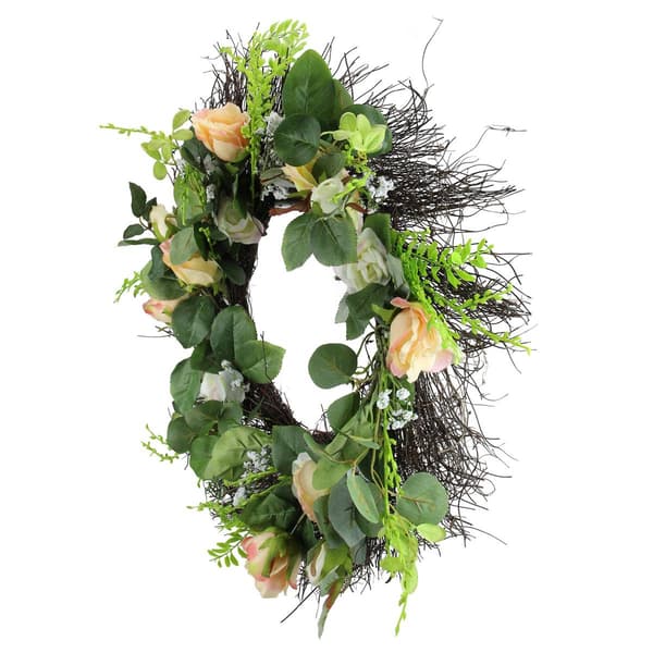 Northlight Seasonal Artificial Roses & Foliage Spring Wreath