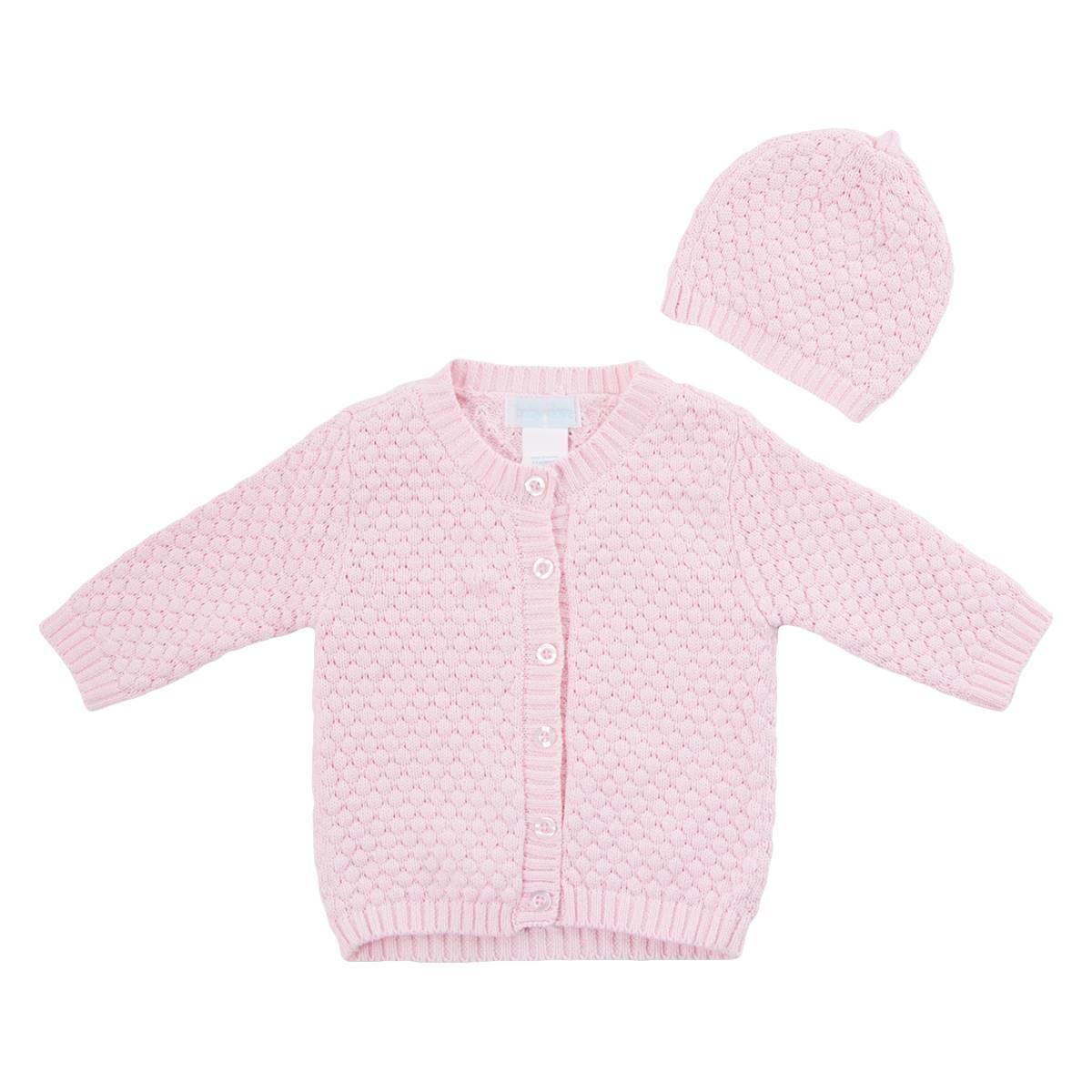 Baby Girl (NB-6M) Baby Dove Popcorn Sweater with Hat