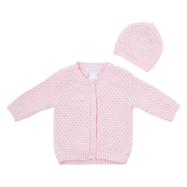 Baby Girl (NB-6M) Baby Dove Popcorn Sweater with Hat - image 