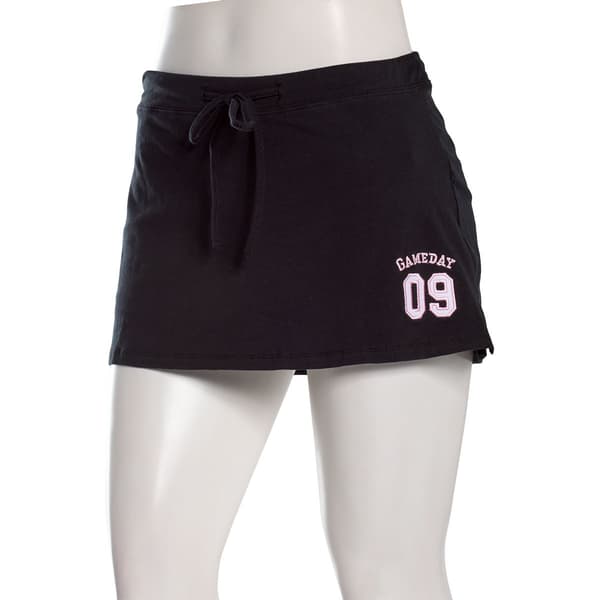 Juniors No Comment Embroidered Twill Applique Mini Skort - Black