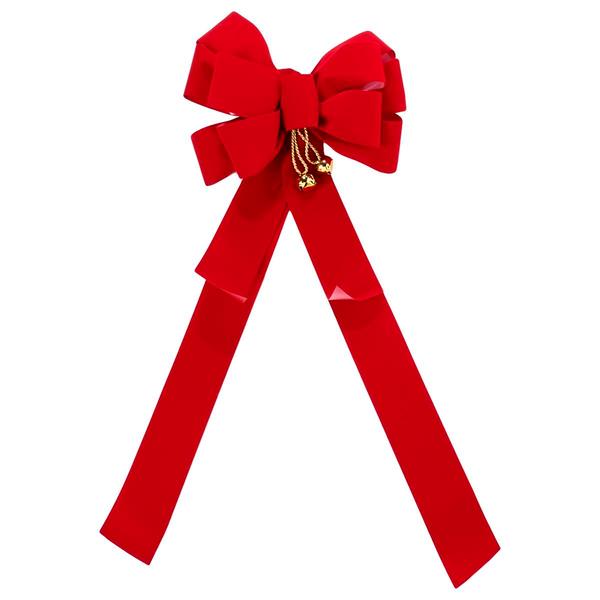Festive Designer Berry Bow with Bells and 10 Loops - 11x29.5 - image 