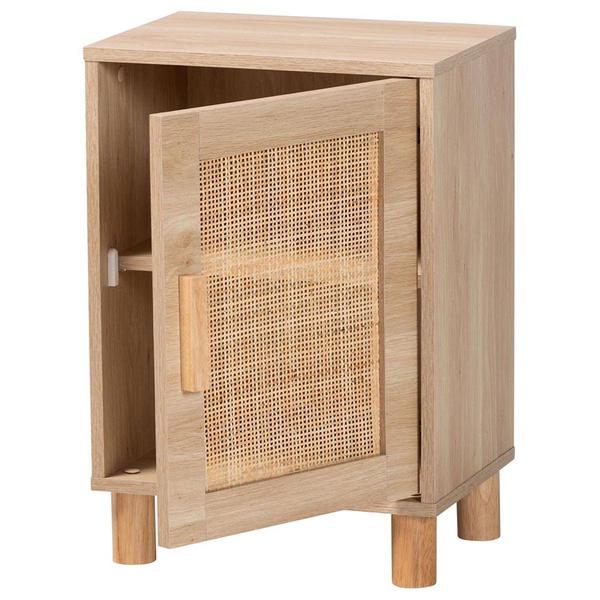 Baxton Studio Maclean Natural Brown Wood 1-Door Nightstand
