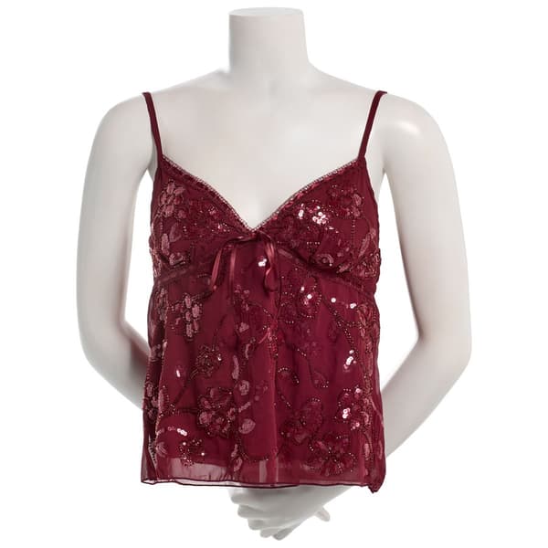 Juniors Madden Girl Tulle Mesh Beaded Sequin Babydoll Camisole - image 