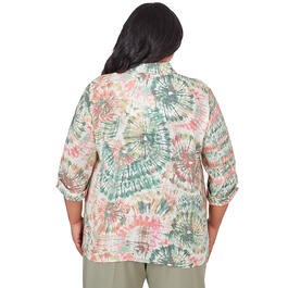 Plus Size Alfred Dunner Tuscan Sunset Tie Dye Casual Button Down