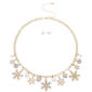Snowflake Pearl & Crystal Ball Charm Necklace & Earring Set - image 1