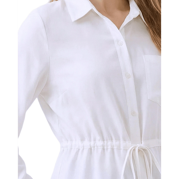 Womens NY Collection Long Sleeve Tie Waist Button Front Blouse