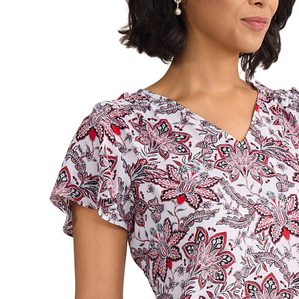 Petite Jones New York Short Flutter Sleeve Floral Blouse