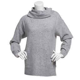 Petite Chloe & Jasmine Long Sleeve Fleck Yarn 2-Pocket Turtleneck