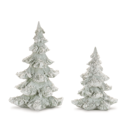 Melrose Beaded Frosted Christmas Trees - Set of 2