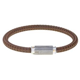 LYNX Stainless Steel & Brown Leather Bracelet - Men