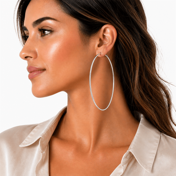 Saffron 80mm Stainless Steel Polished Flat Bottom Hoop Earrings