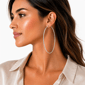 Saffron 80mm Stainless Steel Polished Flat Bottom Hoop Earrings - image 2