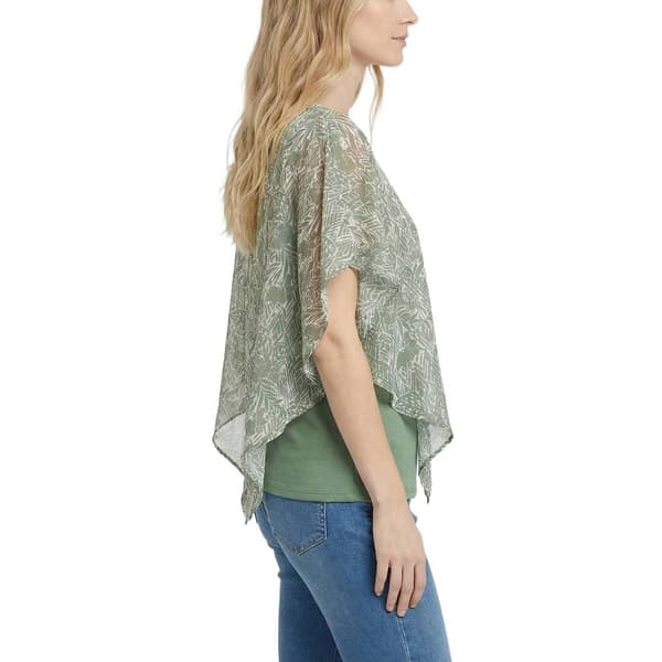 Womens NY Collection Abstract Leaf Poncho Blouse