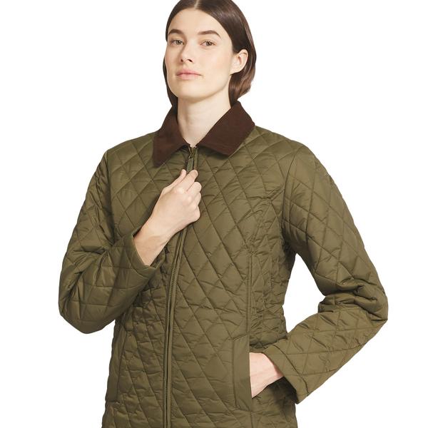 Womens LANDS’ END® Corduroy Collar Zip-Front Quilted Jacket