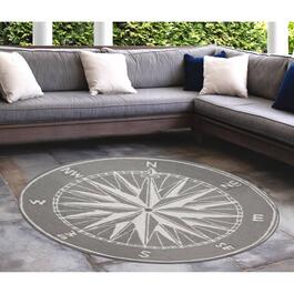 Liora Manne Front Porch Compass Indoor/Outdoor Round Area Rug