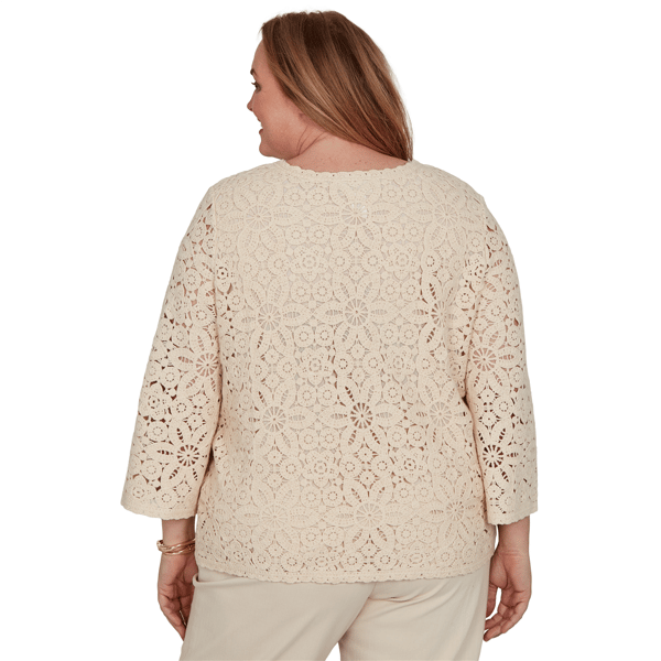 Plus Size Alfred Dunner Camden Market Floral Crochet Blouse