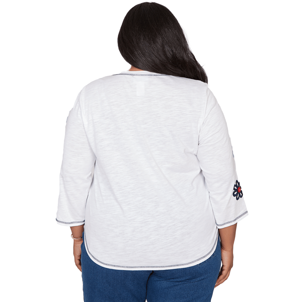 Plus Size Alfred Dunner Port Side Floral Embroidery Blouse