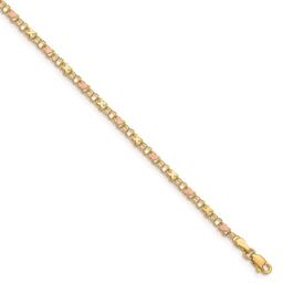 Gold Classics(tm) 14kt Gold & Rose Rhodium X's & Hearts 10in. Anklet