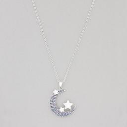 Silver Plate Brass Moon & Star Pendant Necklace