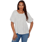 Petite Ruby Rd. Hothouse Florals Elbow Sleeve Floral Blouse - image 1