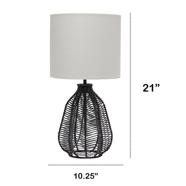 Lalia Home 21in Vintage Rattan Wicker Style Paper Rope Table Lamp