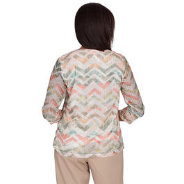 Womens Alfred Dunner Tuscan Sunset Textured Chevron Blouse