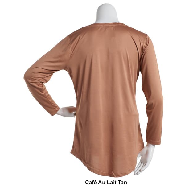 Juniors Plus Poof! Solid V-Neck Round Hem Tee