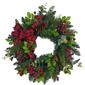 Kurt S. Adler 24in. Berries and Pinecone Ribbon Wreath - image 1