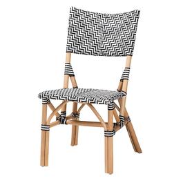 Baxton Studio Wagner French Black & White Weaving Bistro Chair