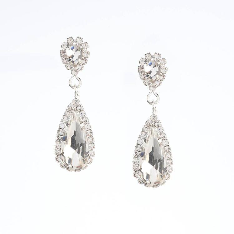 Rosa Rhinestones Duo Teardrops Earrings