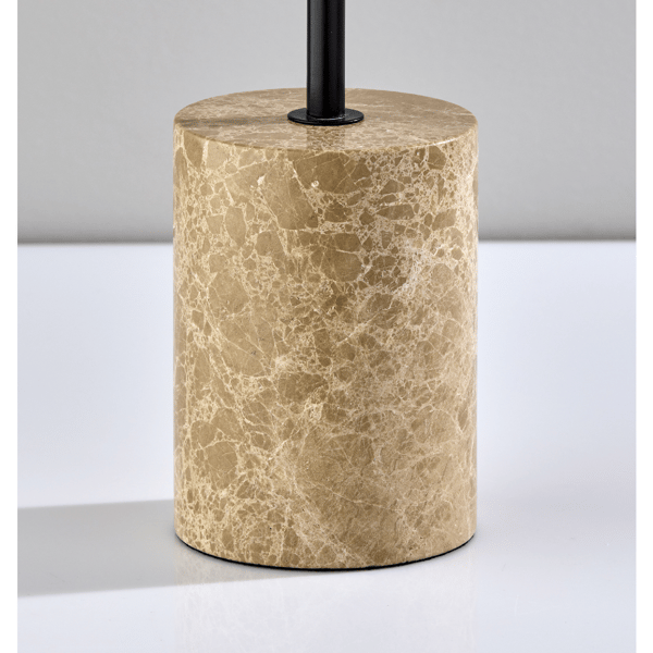 Adesso Rayne Brown Marble Base Table Lamp with Rattan Shade