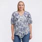 Plus Size Emily Daniels Elbow Sleeve Floral Tie Front Blouse - image 1