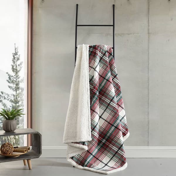 Eddie Bauer Montlake Plaid Cotton Reversible Sherpa Throw