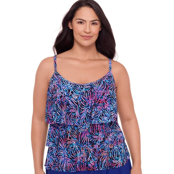 Plus Size American Beach Sparks Frenzy Triple Tier Tankini - image 