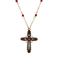 Symbols of Faith Center Flower Crystal Cross Bead Chain Necklace - image 1