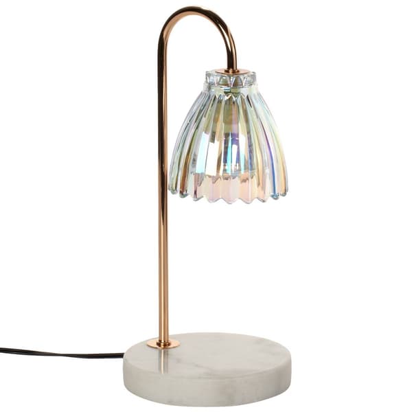 Luze Amber Accented Marble Base with Glass Shade Candle Warmer - image 