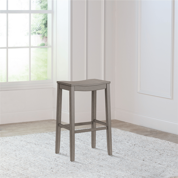 HH2 Home Fiddler Grey Backless Bar Height Stool with Saddle Seat