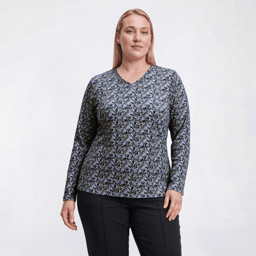 Plus Size Hasting & Smith Long Sleeve Tonal Floral Crew Neck Tee