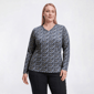 Plus Size Hasting & Smith Long Sleeve Tonal Floral Crew Neck Tee - image 1