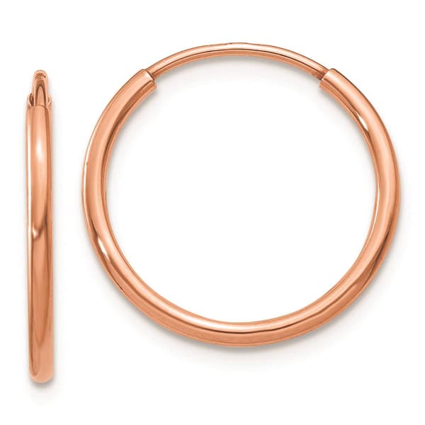Gold Classics&#40;tm&#41; 16mm. 14k Rose Gold Polished Hoop Earrings - image 