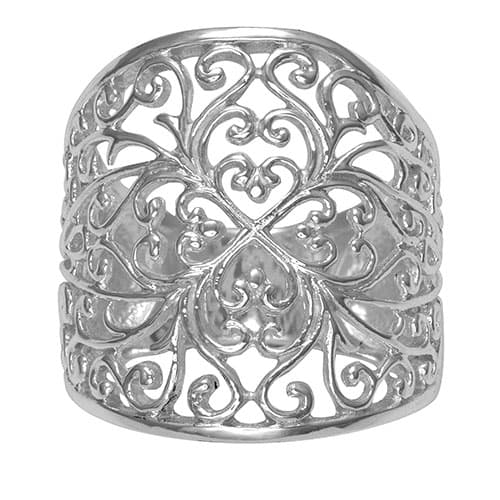 Marsala Silver Plated Cigar Band Ring - image 