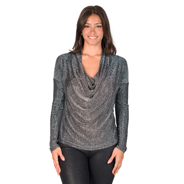 Womens 24/7 Comfort Apparel Cowl Neck Shimmery Fabric Top - image 