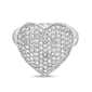 Rhodium Plated Statement CZ Heart Ring - image 1